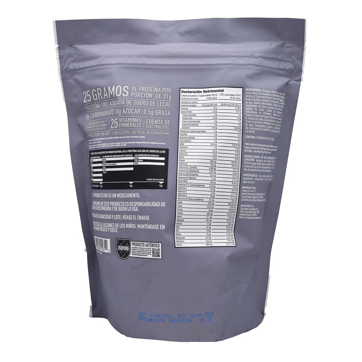 NB ISOPURE 1 LBS SIN CARBOS Sabor Galletas con Crema