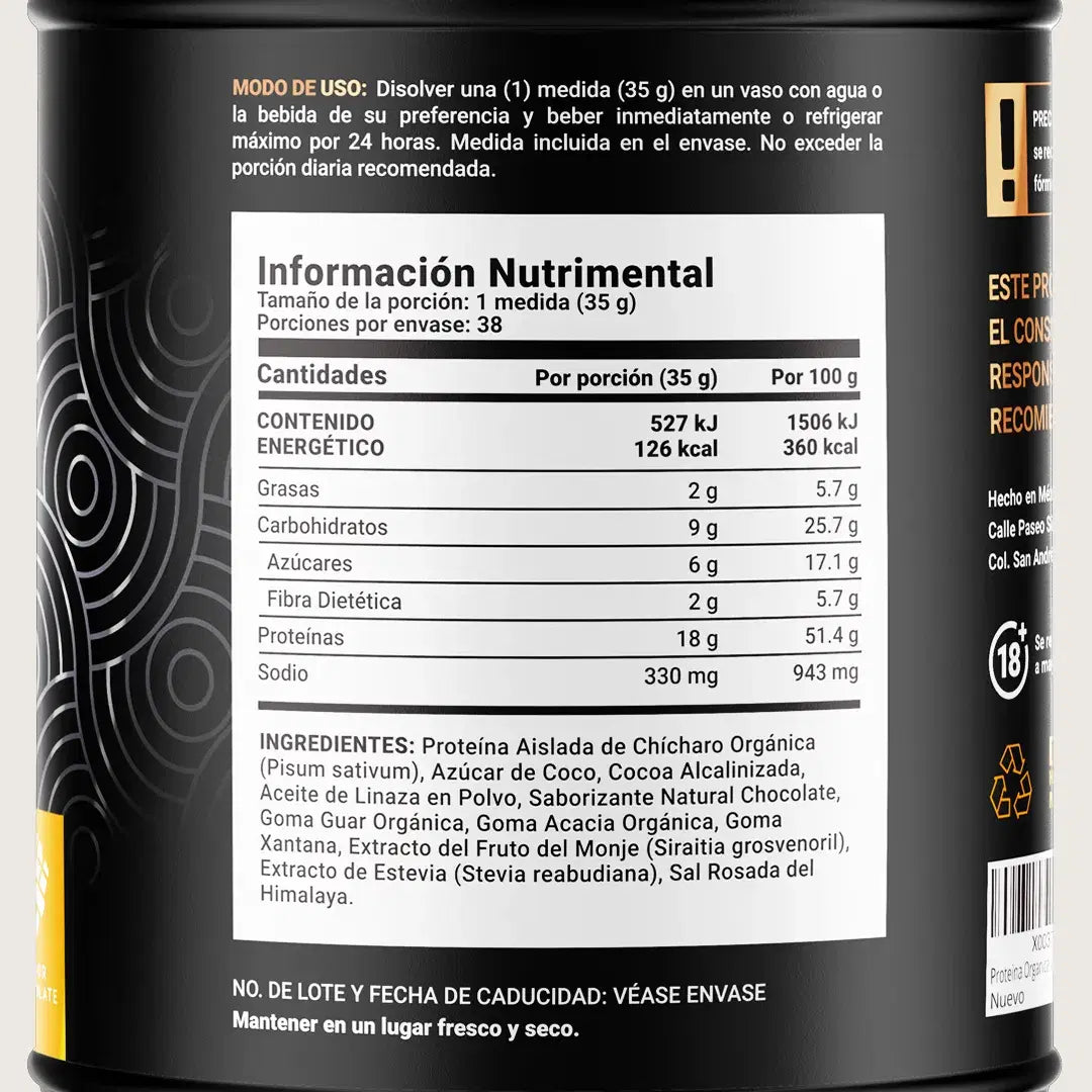 Proteína Orgánica Vegana Sabor Chocolate