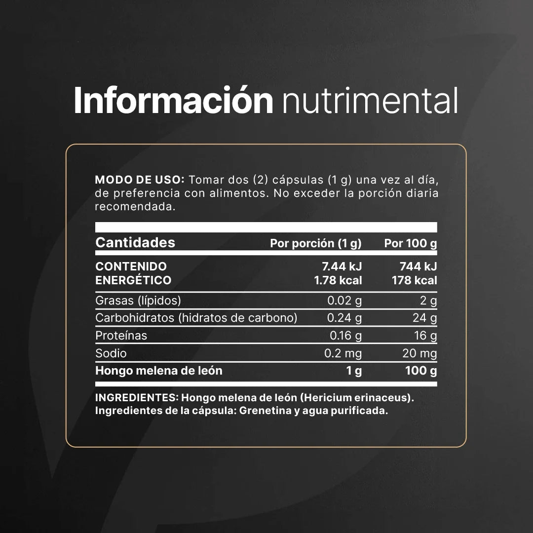 Hongo de Melena de León 90 Capsulas