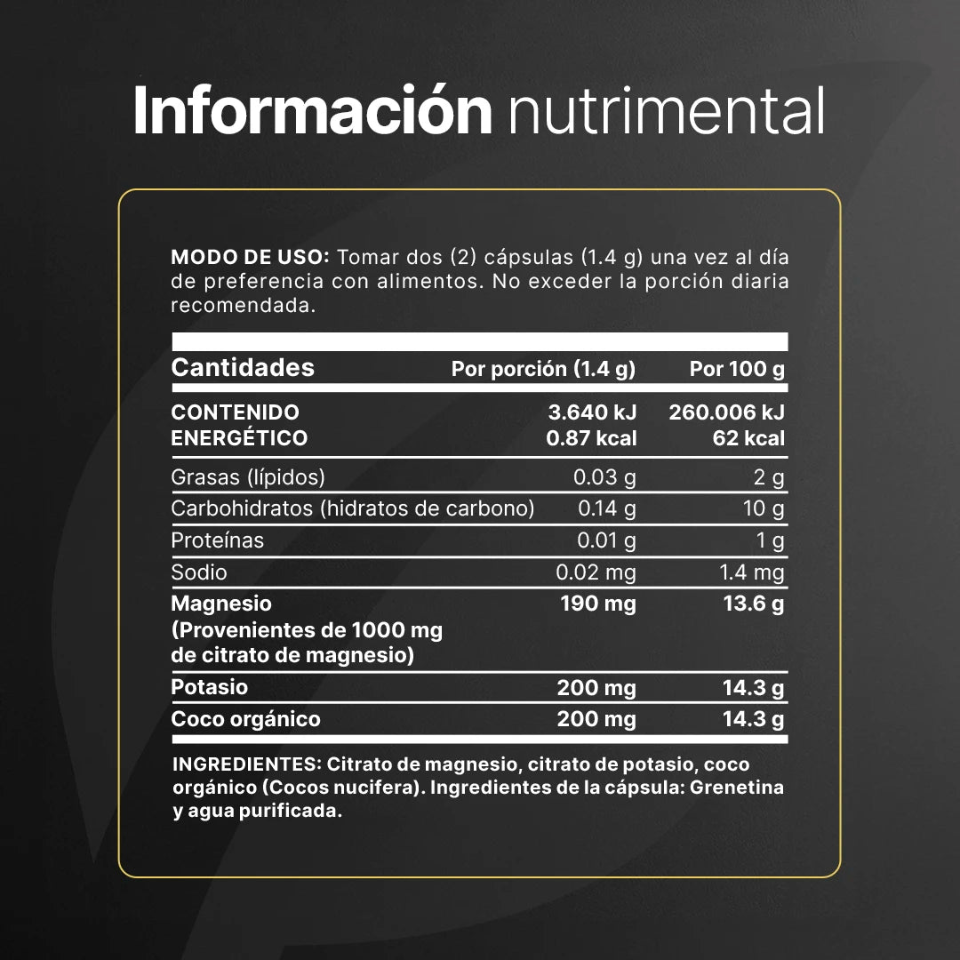 Mag+Pot Citrate | Citrato Magnesio, Citrato de Potasio y Coco orgánico