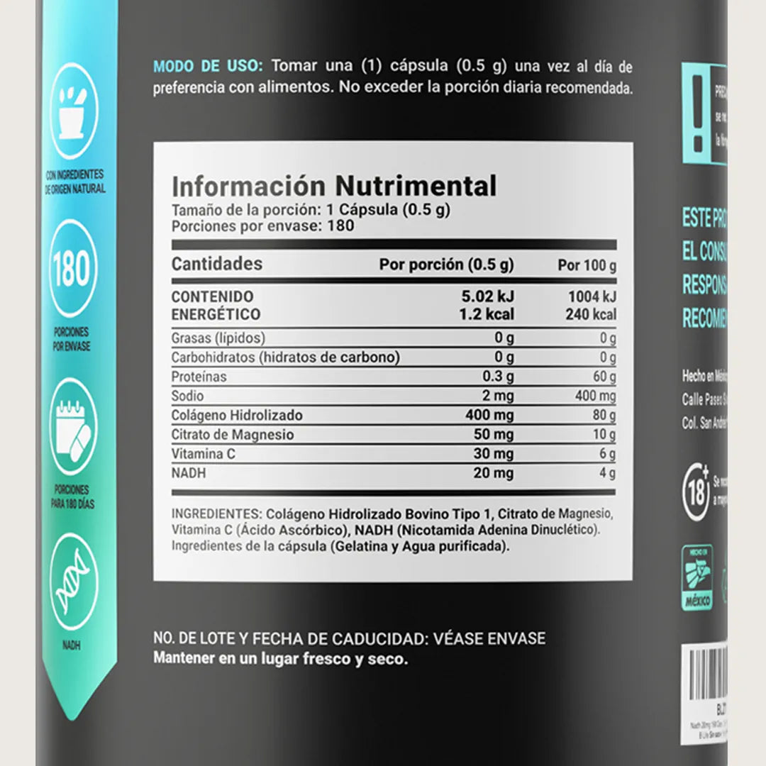 NADH Blend | NADH, Colágeno Hidrolizado y Vitamina C